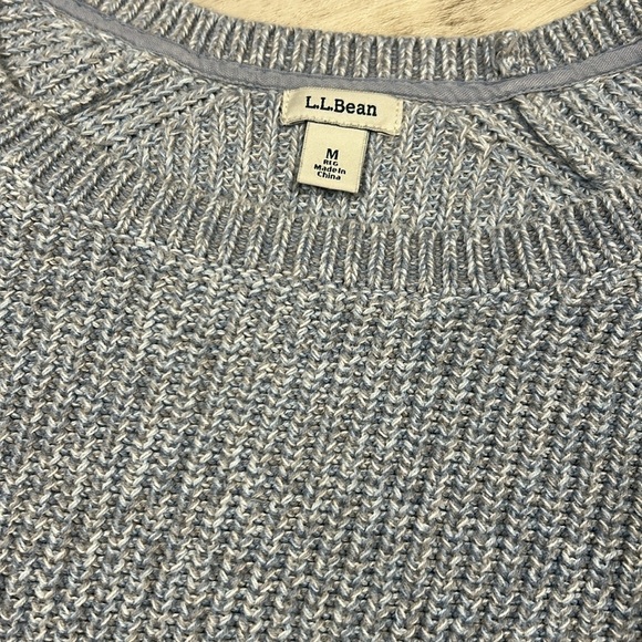 L.L. Bean Women’s Fisherman Crew Sweater / Blue, Gray & White Chunky Knit / Sz M - Picture 5 of 7